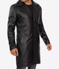 Jackson Mens Peak Lapel Long Black Leather Coat