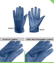 Mens Real Leather Blue Gloves