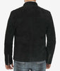 Mens Real Suede Leather Black Biker Jacket