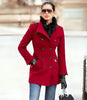 Womens Double Breasted Red Wool Peacoat