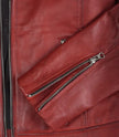 Womens Real Leather Red Cafe Racer Jacket