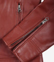 Womens Real Leather Red Moto Jacket