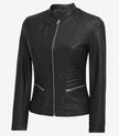 Womens Tall Black Slim Fit Leather Jacket