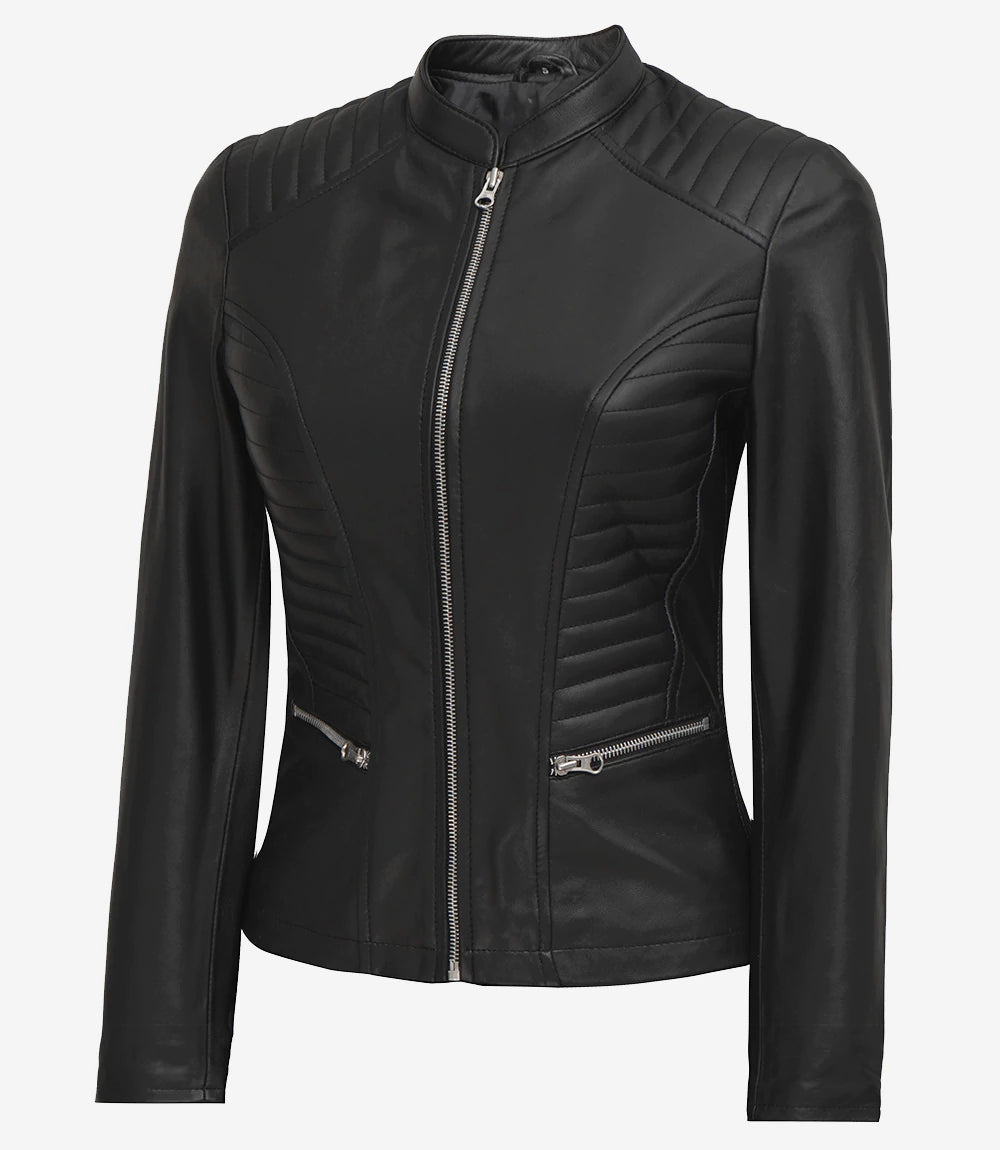 Womens Tall Black Slim Fit Leather Jacket