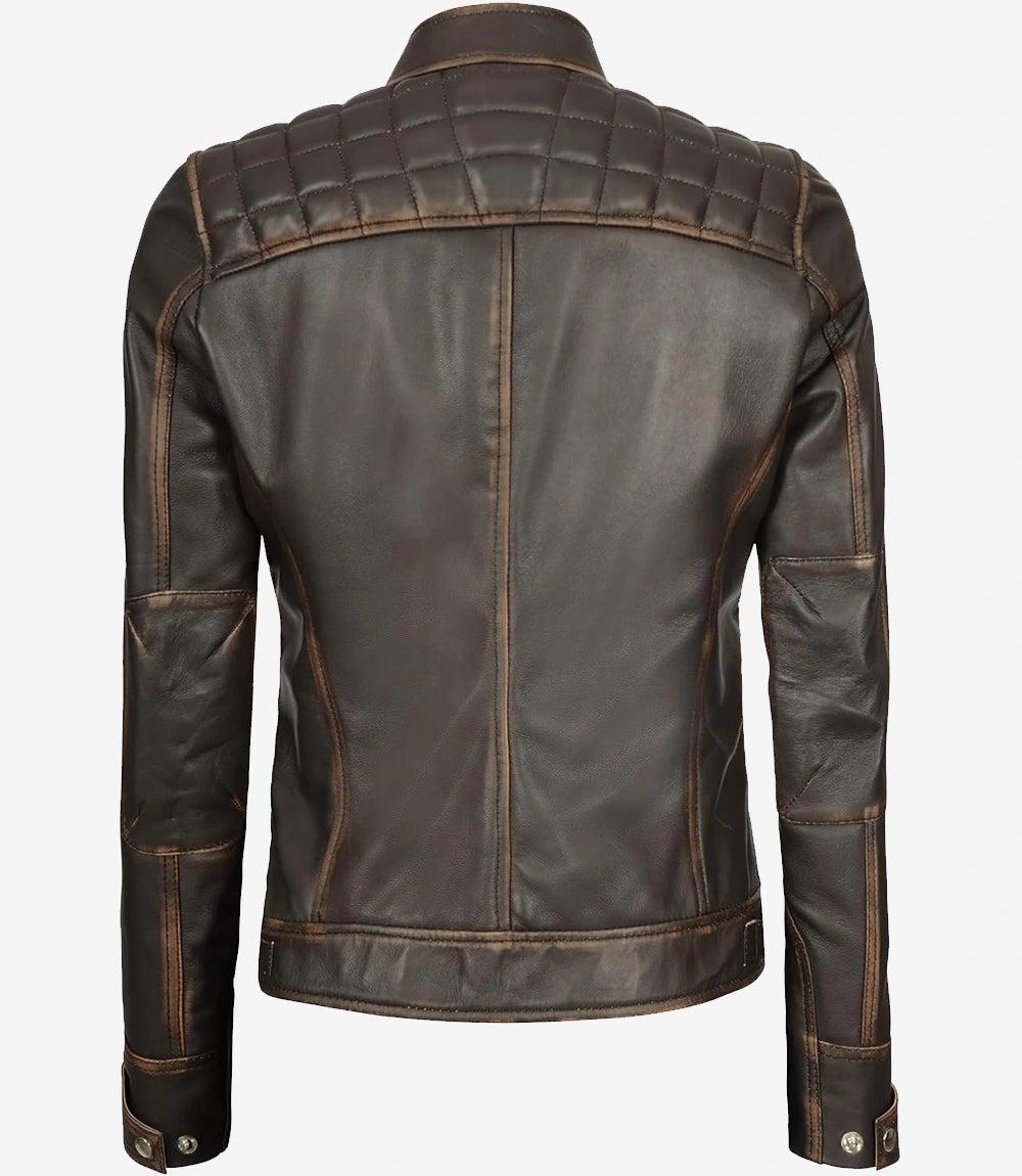 Womens Rub off Real Lambskin Leather Motorcycle Jacket
