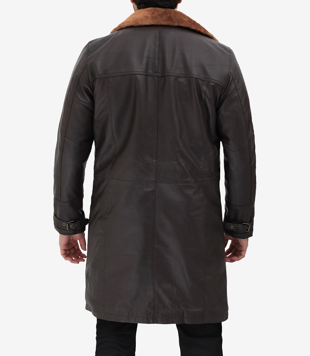 Mens Leather Brown Shearling Coat