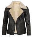 Mens Brown Shearling Lined Moto Leather Jacket