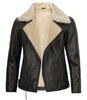 Mens Brown Shearling Lined Moto Leather Jacket