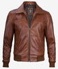 Brown Leather Bomber Jacket Mens