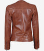 Womens Brown Textured Leather Biker Jacket