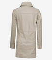 Womens Real Leather Beige Car Coat