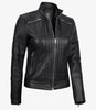 Womens Leather Black Cafe Racer Jacket