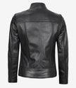 California Womens Black Leather Stand Up Collar Jacket