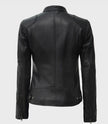 Womens Tall Black Leather Moto Jacket