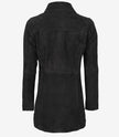Womens Black Suede Button Down Coat