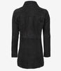 Womens Black Suede Button Down Coat
