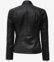 Womens Tall Black Leather Cafe Racer Jacket