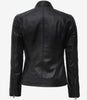 Womens Tall Black Leather Cafe Racer Jacket