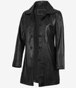 Womens 3 Quarter Length Black Leather Coat