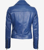 Womens Real Lambskin Leather Blue Moto Jacket