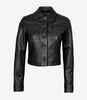 Womens Cropped Black Leather Jacket