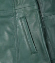 Womens Real Leather Green Car Coat
