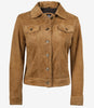 Womens Light Brown Suede Leather Trucker Jacket
