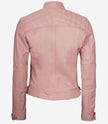 Womens Real Lambskin Leather Pink Quilted Biker Jacket
