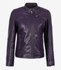 Womens Purple Real Leather Moto Jacket