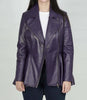 Womens Purple Leather Peplum Jacket