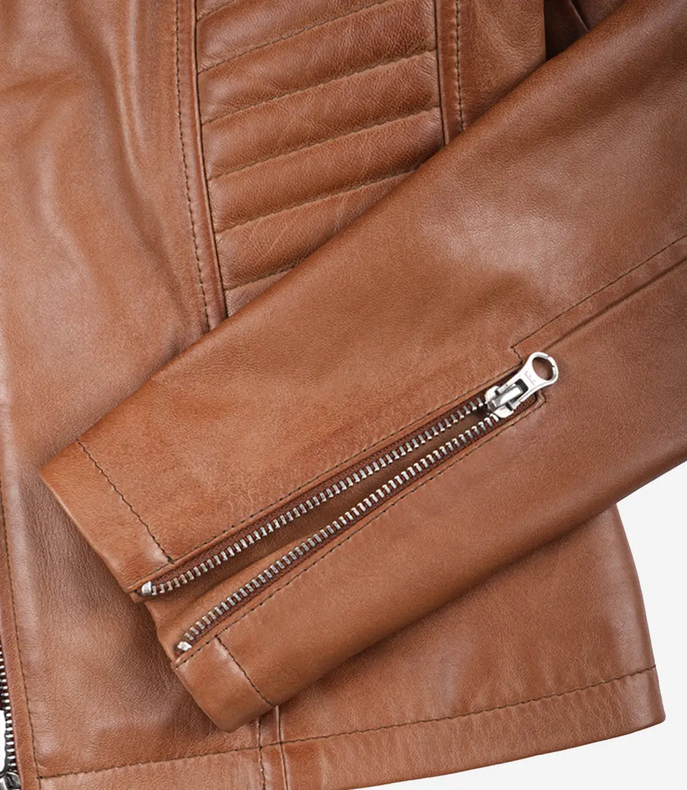 Rachel Womens Cognac Leather Jacket