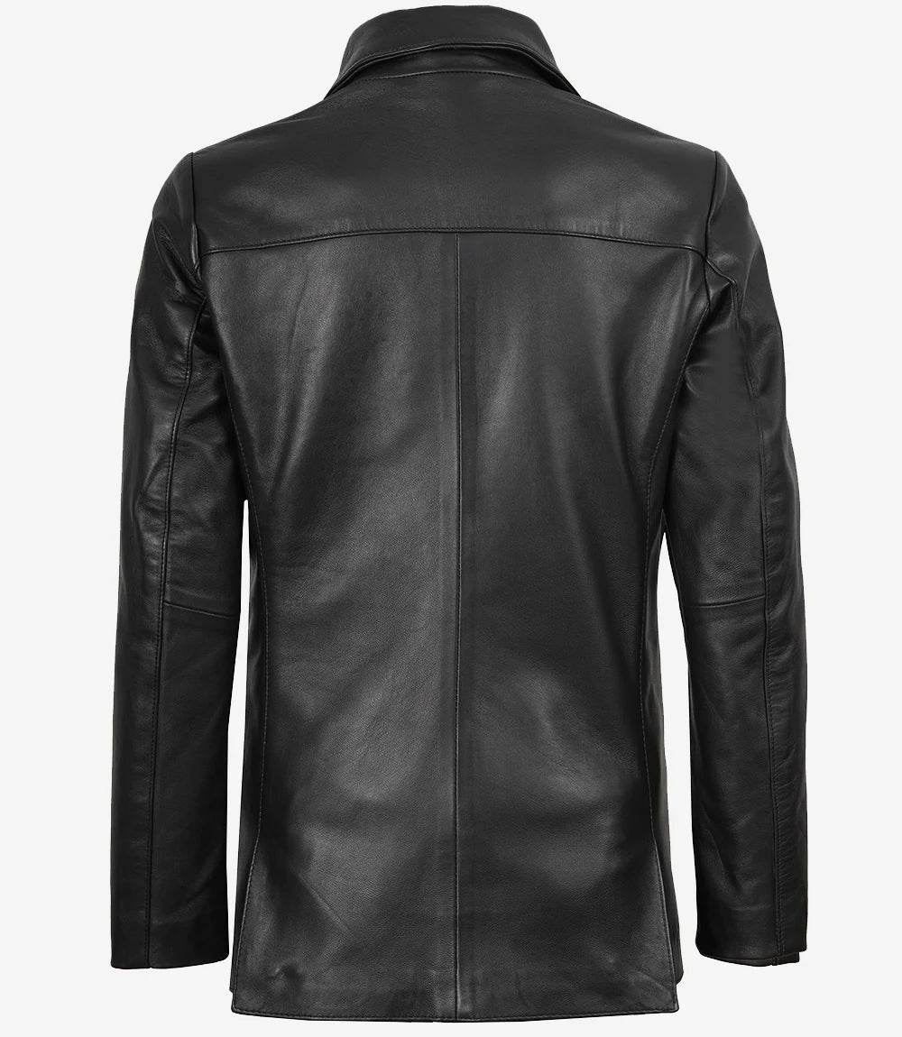 Womens Black Leather Blazer