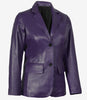 Womens Two Button Purple Leather Blazer
