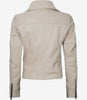 Womens Real Lambskin Leather Beige Moto Jacket