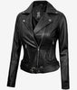 Womens Asymmetrical Black Motorcycle Leather Jacket