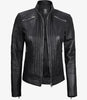 Womens Leather Black Cafe Racer Jacket