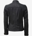 Womens Petite Black Leather Motorcycle Jacket