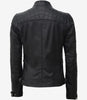 Womens Petite Black Leather Motorcycle Jacket
