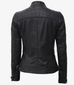 Womens Tall Black Leather Motorcycle Jacket