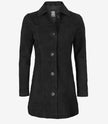 Womens Black Suede Button Down Coat