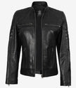 Womens Tall Biker Style Black Leather Jacket