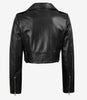 Womens Black Asymmetrical Cropped Leather Jacket