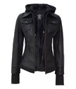 Womens Black Bomber Jacket With Hood