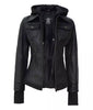 Womens Black Bomber Jacket With Hood