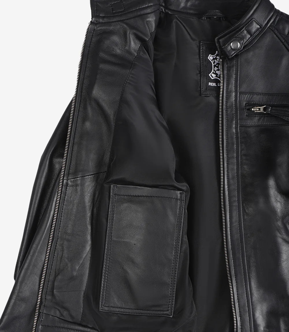 Womens Black Real Leather Motorcycle Jacket