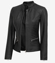 Womens Tall Black Slim Fit Leather Jacket