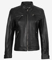 Womens Black Real Leather Motorcycle Jacket