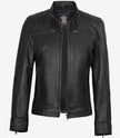 Womens Black Real Leather Moto Jacket