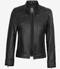 Womens Black Real Leather Moto Jacket