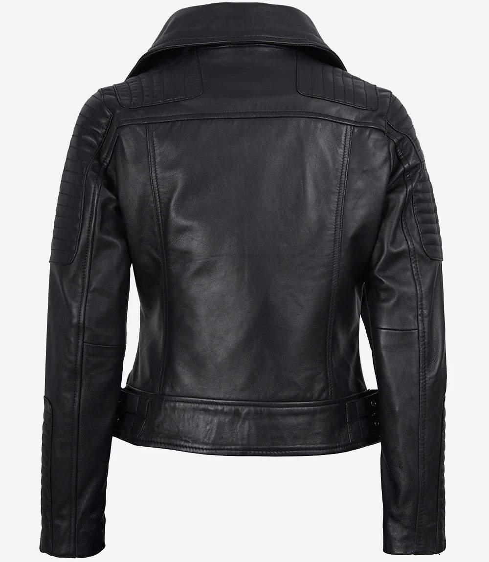 Womens Black Leather Biker Jacket